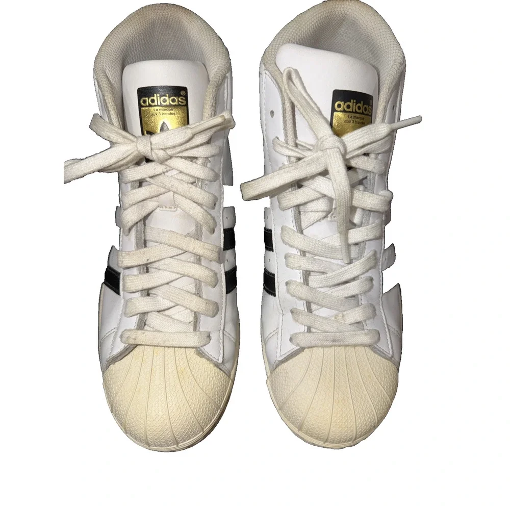 Adidas Pro Model Mid J White Black Sneakers 7Y Women 8 S85962